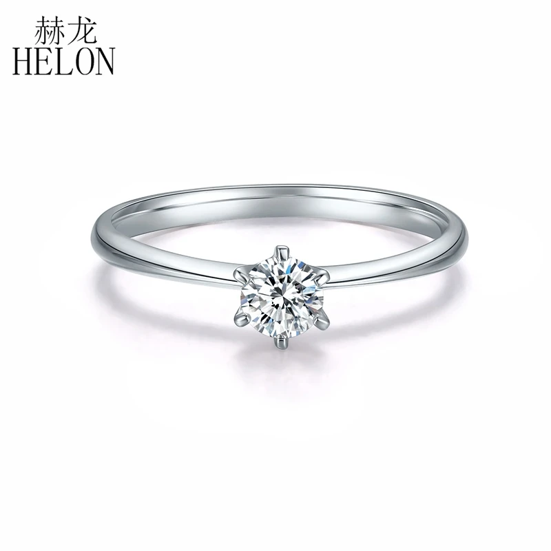 Кольцо HELON 0.5CT Moissanite Solid 14K белое золото VVS/DEF цвет с подлинным муассанитом алмазное обручальное кольцо ювелирные изделия