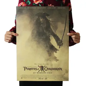 

Pirates of the Caribbean Jack sparrow classic film movie kraft paper bar poster Retro Poster decorative painting 51x35.5cm