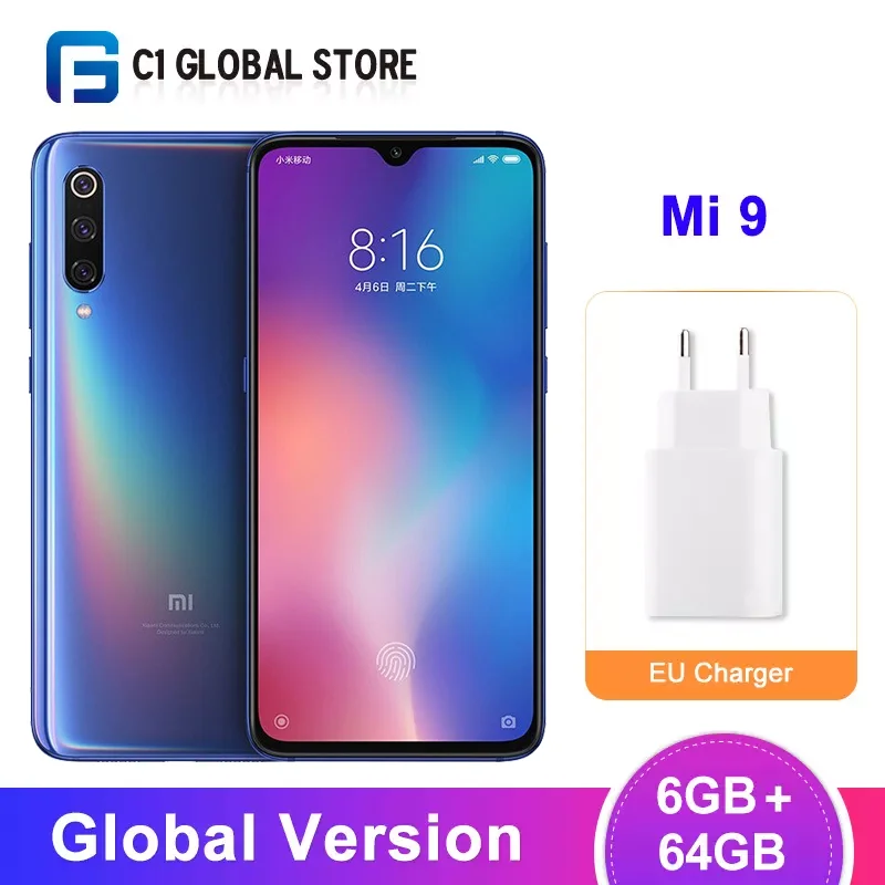 Глобальная версия Xiaomi mi 9 6 ГБ ОЗУ 64 Гб ПЗУ mi 9 Восьмиядерный мобильный телефон Snapdragon 855 6,3" AMOLED 48MP Тройная камера NFC