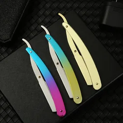 Men Straight Razor Premium Stainless Steel Colorful Barber Shaving Shaver Safe Knife for Face Beard Cutting Folded Manual Razor