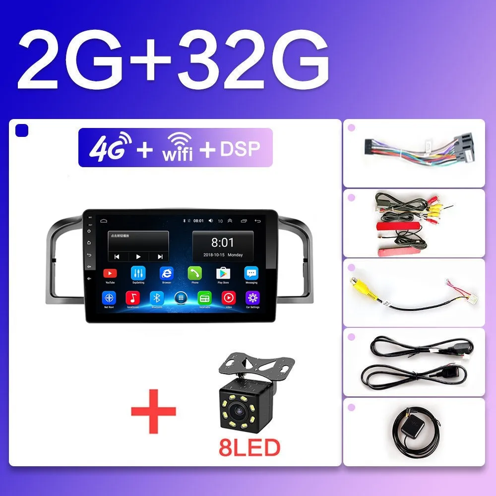 2 din, Android 8,1, автомагнитола, автомобильная навигация, gps, 9 дюймов, Автомобильная магнитола, мультимедийный видео плеер для Lifan 620/Solano, поддержка зеркала - Цвет: 4G-SIM-2G-32G-8LED