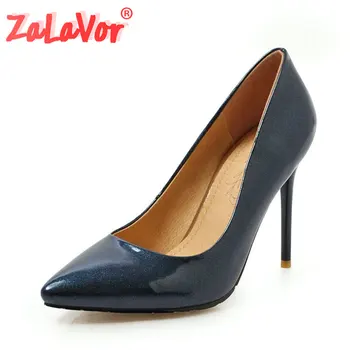

ZALAVOR Leather Women Pumps High Heels Spring Women Shoes Club Show Party Daily Pointed Toe Female Footwear Size 31-43