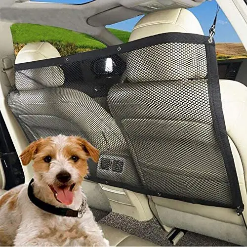 Portable Dog Barrier Fences Breathable Adjustable Safe Isolation Gate Folding Car Protection Net For Outdoor Travel Pet Supplies