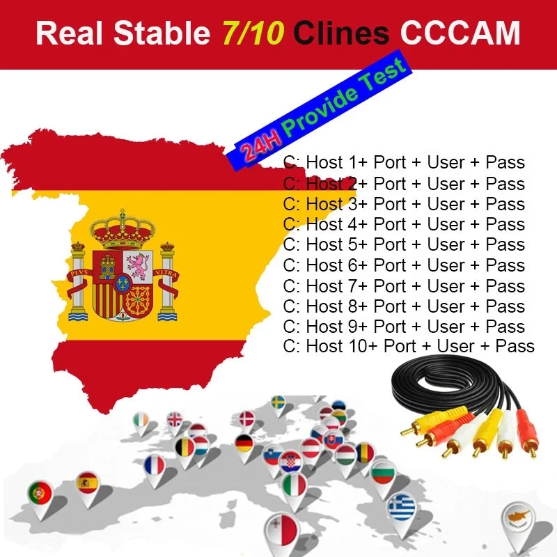 

Spain Receptor Cccams lines for spain used for Satellite tv Receiver DVB-S2 Tv-Receiver Cline Poland Satellite Portugal Gtmedia