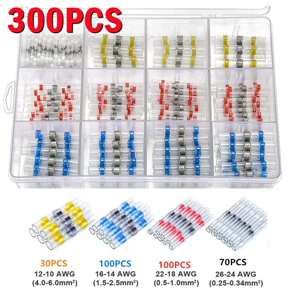 100pcs Heat Shrink Solder Sleeve Seal Wire Splice Terminal Connector 16-14AWG 