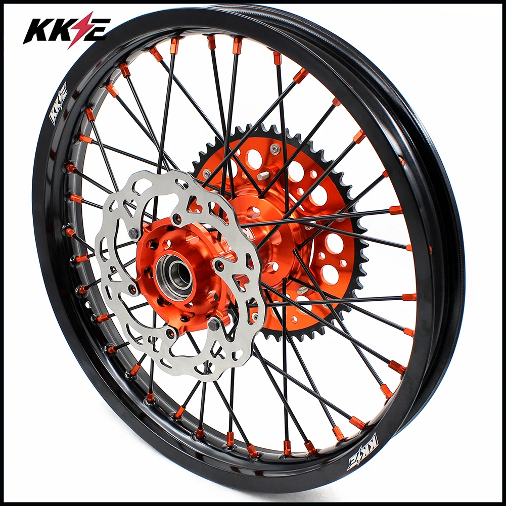 KKE 21 & 18 Enduro колеса в комплекте со спицами обод Набор для EXC E F XCW 125 530 2003 2021 оранжевый