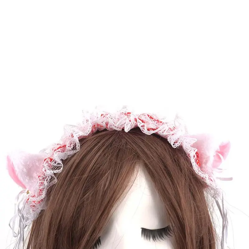 Cosplay&ware Women Ruffles Lace Headband Plush Cat Ears Ribbon Golden Bell Tassels Decor Lolita Cosplay Hair Hoop Lovely Pointed Fluffy -Zentai shop online H0a456b1a024343288b2ec34dda638d18l.jpg