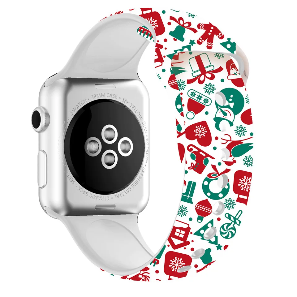 Силиконовый ремешок для apple watch 5 44 мм 40 мм iwatch band 38 мм 42 мм Рождественский браслет для часов apple watch 4 3 2 apple watch band