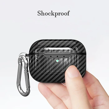 

Carbon Fiber Pattern Case For Airpods Pro With Metal Ring Anti-lost Bluetooth Wireless Earphone Cover For Airpods Pro Cases