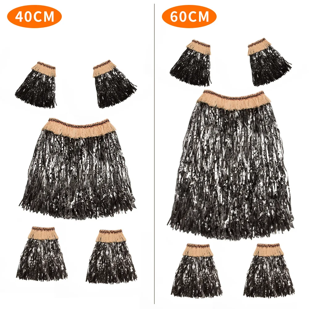 6 Pezzi Gonna di Erba Elastico Hawaiana Donna 60cm Hula Costume Hawaiano per Donne Ragazze Luau Decorazione per Feste Costume in Maschera (6 Colori