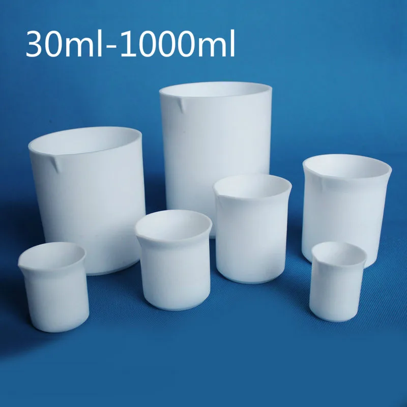 PTFE Beaker 1pc/lot Capacity 30ml-1000ml Beaker F4 Beaker Measuring Cup Acid Alkali Resistance for Laboratory glass beaker set