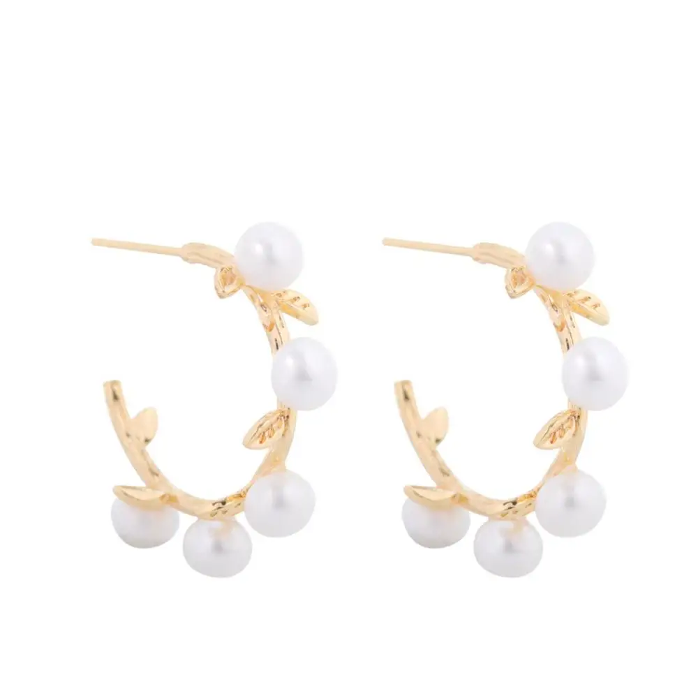 

Filluck Silver 925 Jewelry Women's Geometric Earrings Imitation Pearl Fashion Ear Ring C-shaped Girl Earrings Fine Jewelry
