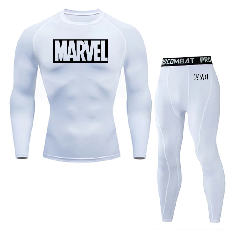 Men's thermal underwear underpants Kit Sports compression clothing MARVEL tracksuit for men Fitness slim joggers base layer set