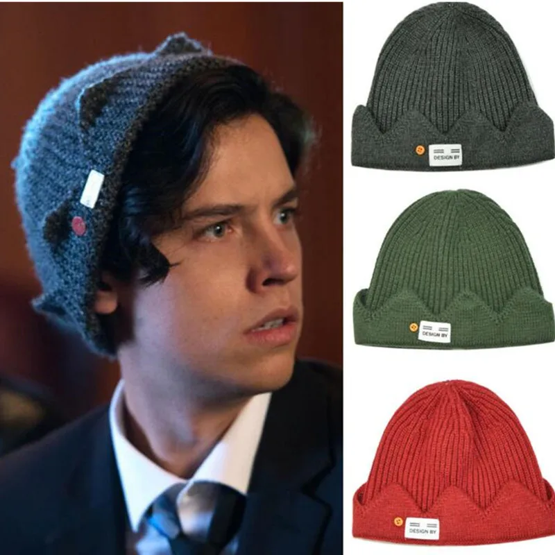 Jughead Jones шапочка вязаная, мужская, корона, одноцветная, купольная, Skullies, шапка, аниме, косплей, зимняя, капот, для взрослых мальчиков, рождественские подарки