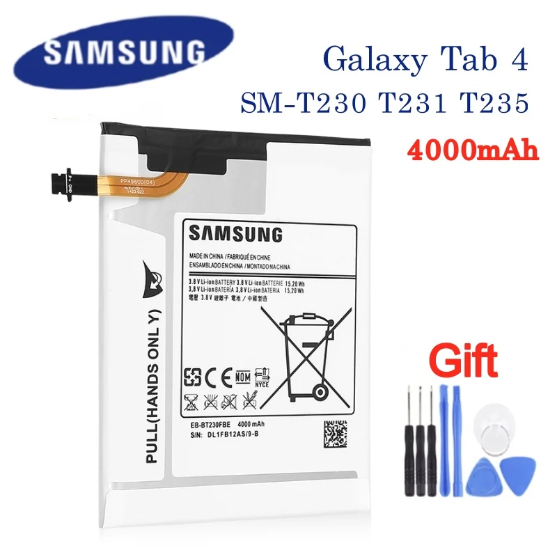 Оригинальный планшетофон SAMSUNG Φ 4000 мАч аккумулятор для Samsung Galaxy Tab4 7 0 дюйма EB BT230FBE/T231/T235 +