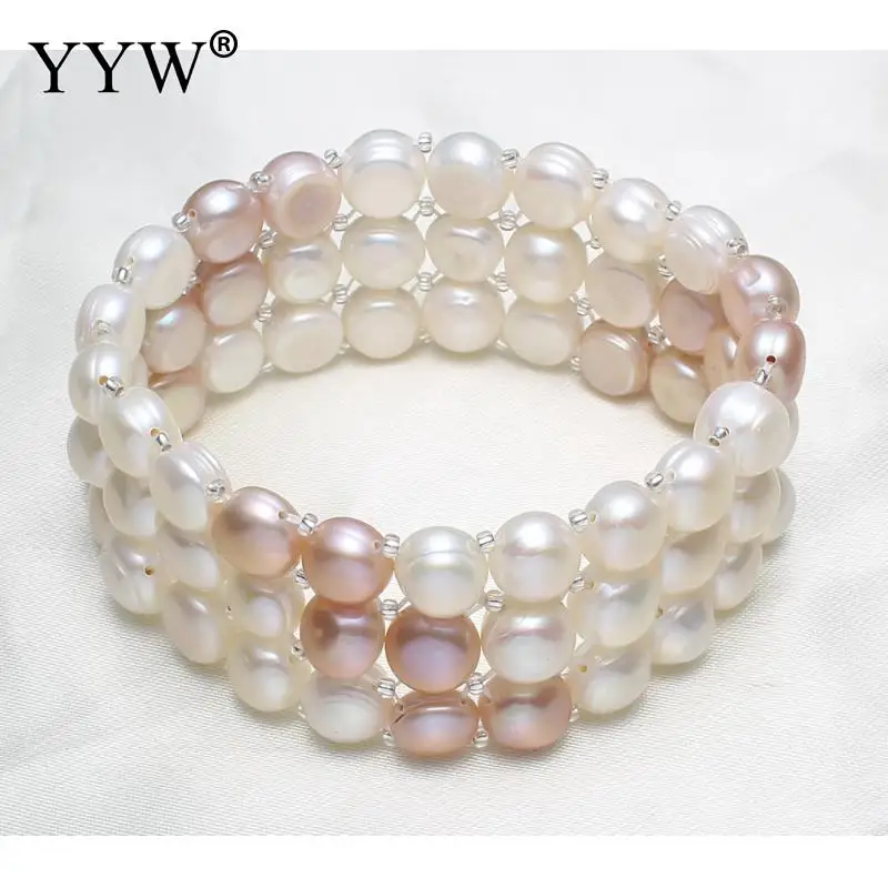 8-9 мм настоящие натуральные пресноводные культивированные жемчужные браслеты барокко и браслеты для женщин Черный Цвет Кристалл бисер ювелирные изделия подарок