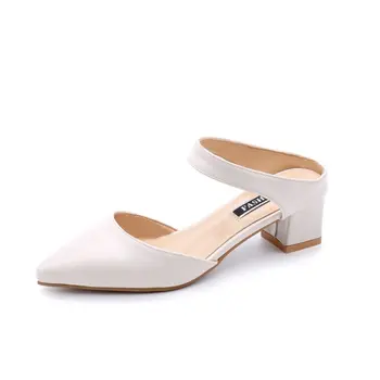 

NEW 2019 summer Korean version of the new baotou with sandals and slippers female pointed word thick with Women's shoes