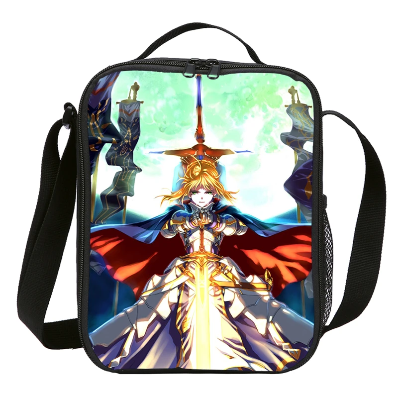 Сумки для обедов для детей, для мальчиков и девочек, забавные Fgo Grand Order, Fate Zero Saber, аниме, ледяная сумка, изолированная, термальная, для пикника, Ланчбокс, мешок, основной - Цвет: DODIB4076710-S3194