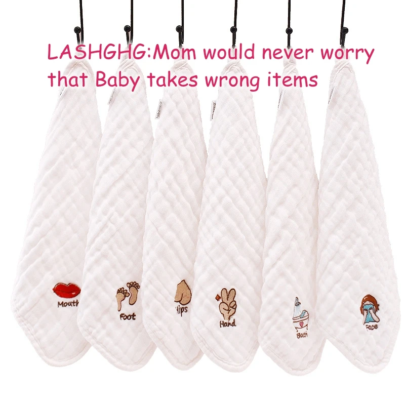 

New Arrival six layers 6PC/LOT Soft Washed Muslin Cotton Handkerchief Towel Newborn Children Face Towel Square Baby Bibs