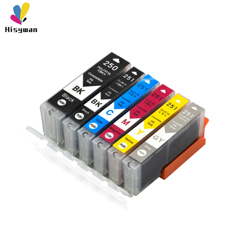 Чернильный картридж Hisywan PGI250 CLI251 для принтера Canon PGI 250 PIXMA MG5420 IP7220 MX722 MX922 MG5520 MG6420
