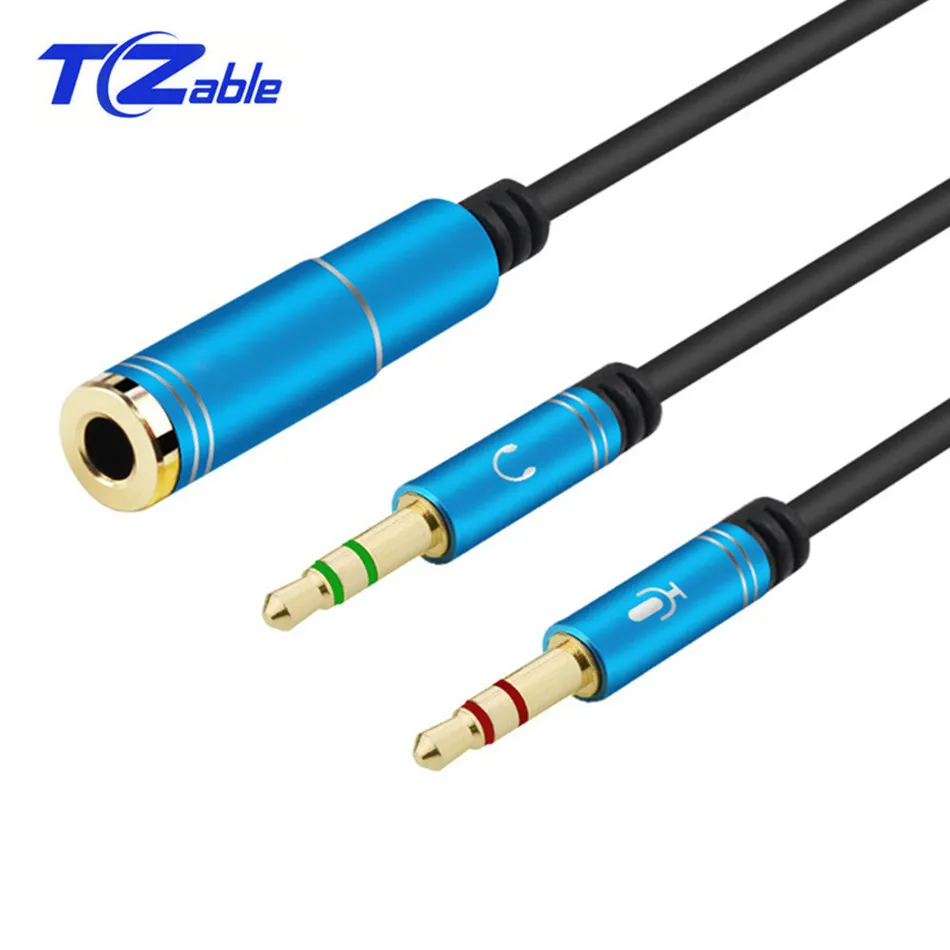 3 5mm Jack Mic Headphone Splitter Cable for Computer 3 5mm Female to 2 Male Audio Y Splitter Cable Headset to PC Adapter 0 3M