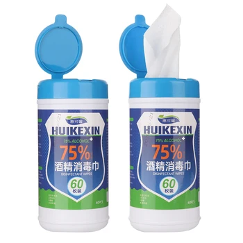 

60Sheets/Barrel Soft Cleaning Wipes 75% Alcohol Wet Wipes Antiseptic Sterilization Disinfection Car Disposable Wipes