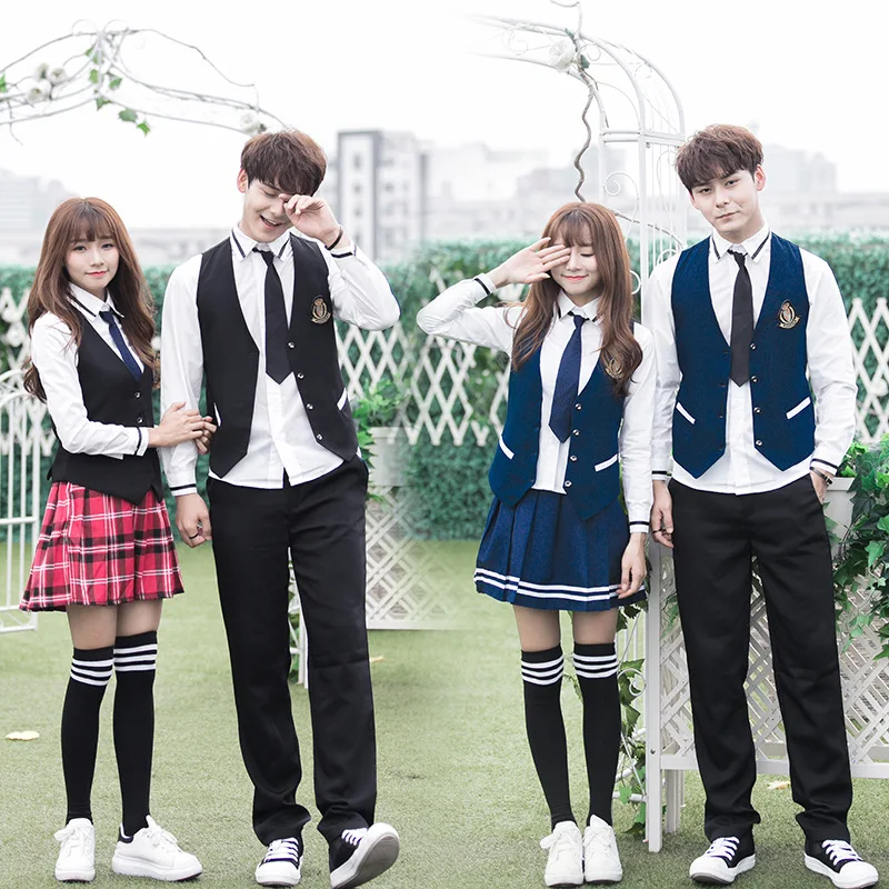 

Spring And Autumn New Style School Uniform Business Attire England Suit Waistcoat Uniform Couples Set