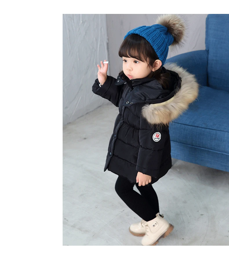 CHILDREN'S Cotton Wear Winter Baby Girls Thick plus Velvet Hand Cotton of Mid-length Fur Collar Infants BOY'S Coat