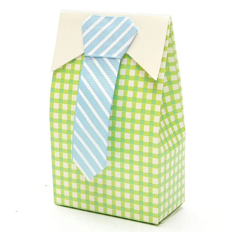 Hot For Birthday Party And Event 10Pcs Boys Girls Personalized With Necktie Sweets Plaid Shirt Tie Bow Favor Box Wedding Candy B | Дом и сад