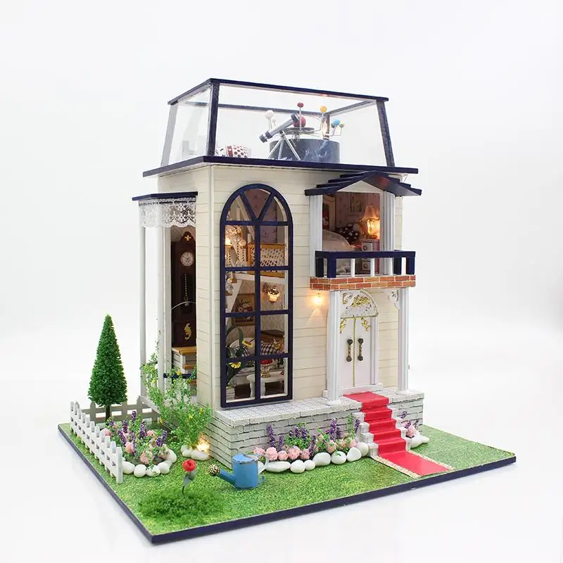 Кукольный дом большая мебель Diy Миниатюрный 3D Деревянный миниатюрный кукольный домик строительные наборы игрушки для детей подарки на день рождения