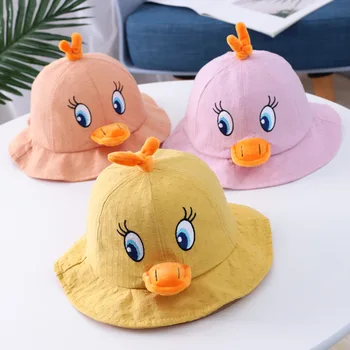 

Baby boy girl hat Can be called cartoon duck basin cap Korean children's 2020 spring and summer new sun hat baby fisherman hat