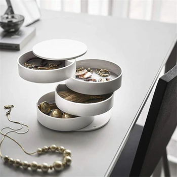 

Women Jewelry Storage Box 4 Layer Rotatable Jewelry Accessory Storage Tray Jewelry Display Travel Case Home Storage Organizer