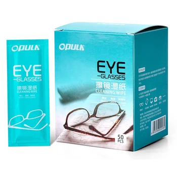 

50Pcs/Box Glasses Cleaner Disposable Wet Wipes Tissue Computer Phone Screen Wiping Tools(Independent Small Package)