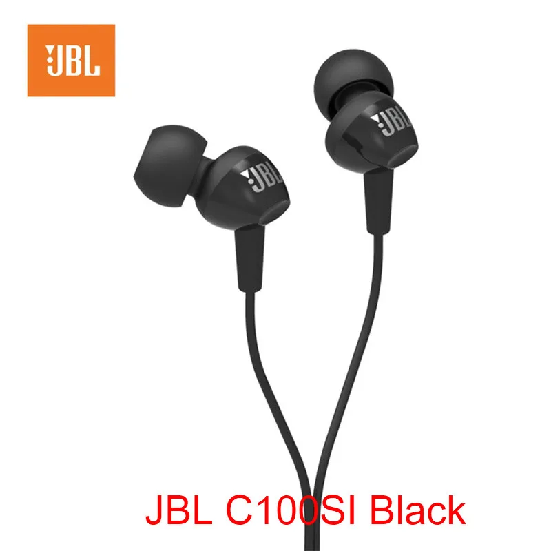 JBL C100SI 3,5 мм проводные наушники-вкладыши стерео Музыкальная гарнитура динамический наушник с одной кнопкой дистанционного управления Hands-free с микрофоном черный - Цвет: JBL C100SI Black