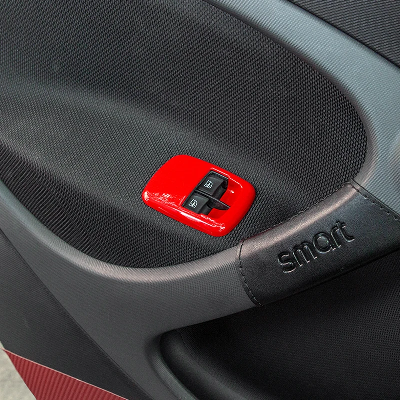 

Car Power Window Switch Button Panel Decoration Cover For Mercedes Smart 453 fortwo forfour Car Styling Accessories Sticker