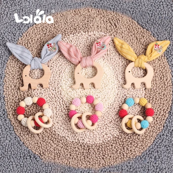 

Baby Organic Elephant Ear Bracelets 2pcs Newborn Toy Eco-Friendly Montessori Toy Wooden Teether Bracelets Baby Teether Christmas