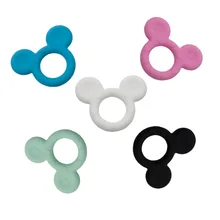 Anneau de dentition en Silicone pour bébé, 2 pièces, collier de qualité alimentaire, jouet à mâcher, Animal de dessin animé, sans BPA, rongeur 