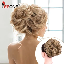 Leeons Chignon Ponytail Hairpiece Scrunchies Tousled Updo Messy Hair Bun Rubber Comb Clip Blone Synthetic Hair Extension Wedding