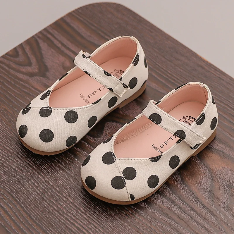Spring Fashion Children Girls Leather Shoes Dot Print Baby Princess Shoes Lovely Toddler  Casual Soft Bottom SHS008