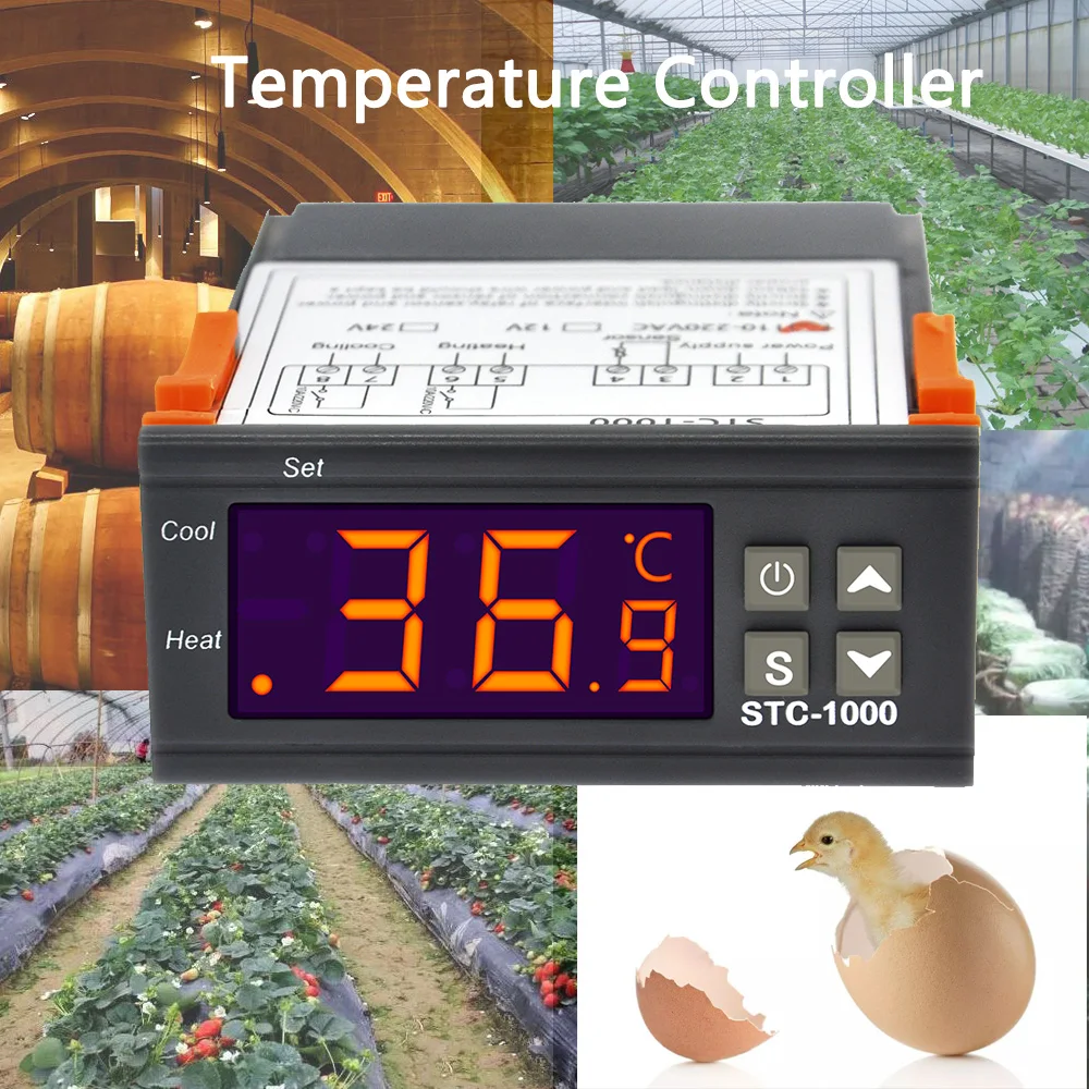 

10pcs/lot STC-1000 Thermostat Temperature Heating Control Cooling Controller Thermoregulator for Egg Incubator 12V/24V/220V