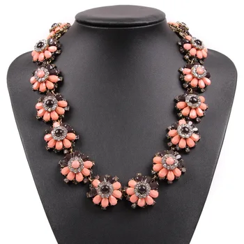 

2020 New Statement Exquisite Jewellery Fashion Gold Color Chain Collar Necklace Rhinestone Crystal Flower Pendant Women Jewelry