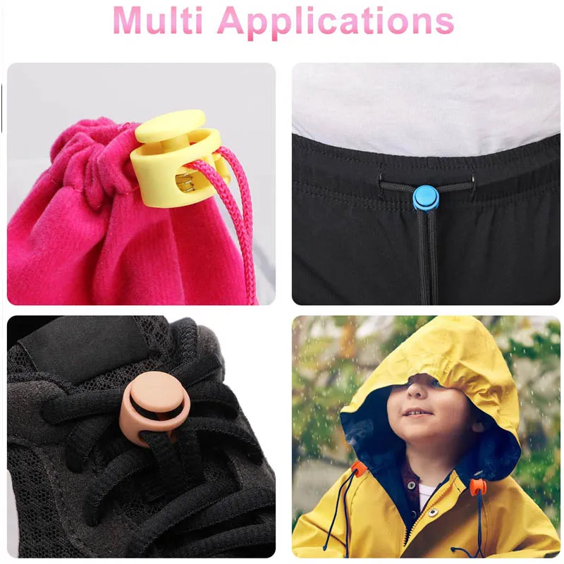 Plastic Spring Cord Locks End Toggle Stopper Hat Elastic Rope Lock Clips DIY Shoelace Clamp for Camping Hiking Backpacks 20Pcs elastic rope locks