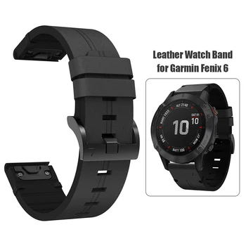 

Leather Watchband Bracelet Wrist Strap with Sufficient Durability and Ruggedness with Buckle Replacement for Garmin Fenix 6