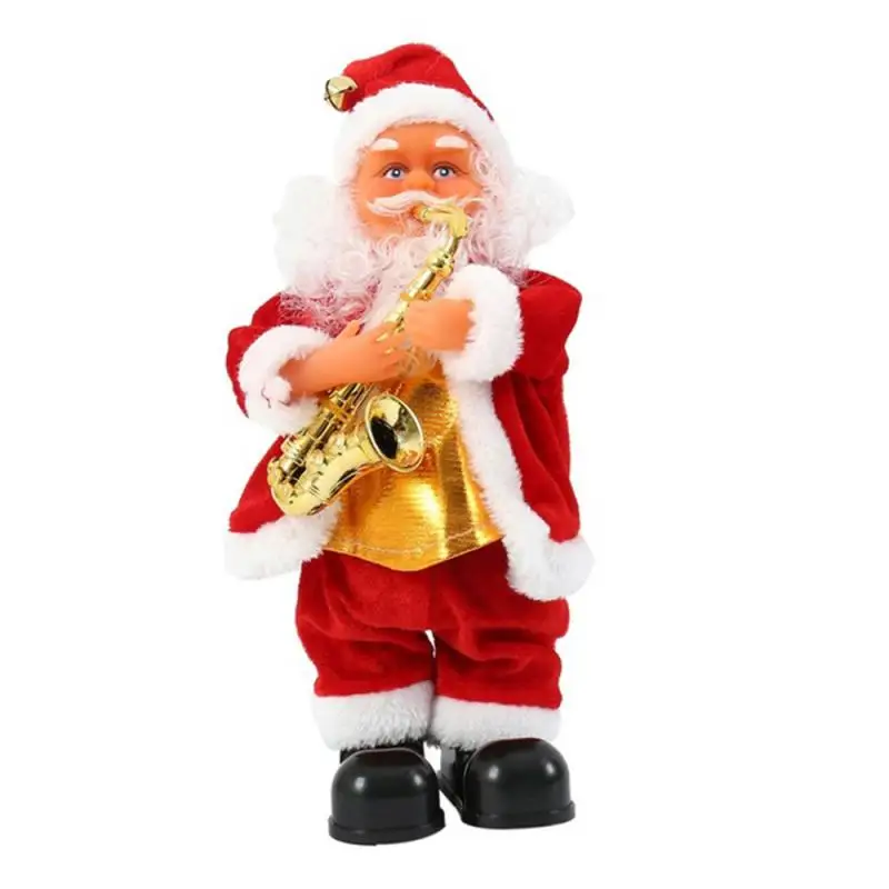 Год рождество санта клаус игрушки танцы пение Санта Клаус музыкальный инструмент вечерние принадлежности Рождество Navidad плюшевые куклы - Цвет: Saxophone