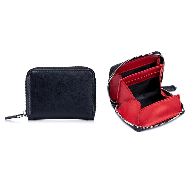 Simple PU Leather Coin Purse Men Small Change Pocket Blocking Business Card Holder Women Elegant Mini Wallet Money Bag