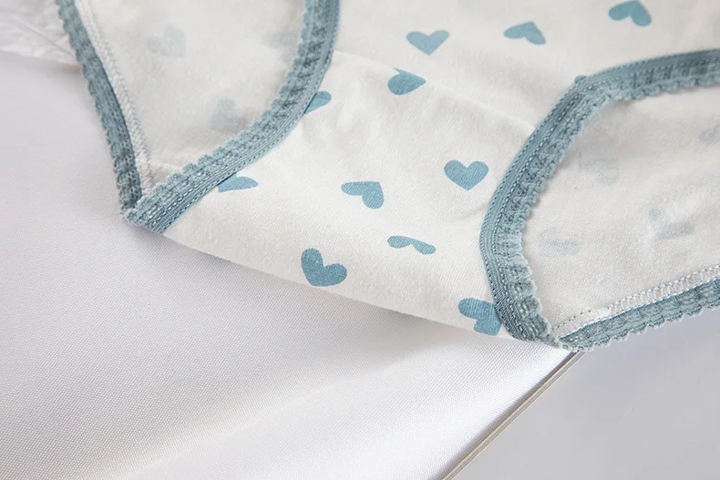 High Quality Plaid Lingerie Girl Love Panties Soft Cotton Underwear Blue Briefs Girls Pants Sexy Lingerie13