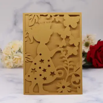 

12pcs Dark Gold Invitations Crad Children Birthday Party Invitations Cover，Commercial Activity For Baby Invitations