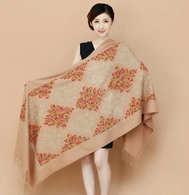 style 2 Кашемировая Пашмина, новинка, женский шарф с вышивкой, толстые теплые шарфы, Женская шаль, накидка, женское одеяло с кисточками - Цвет: style 2