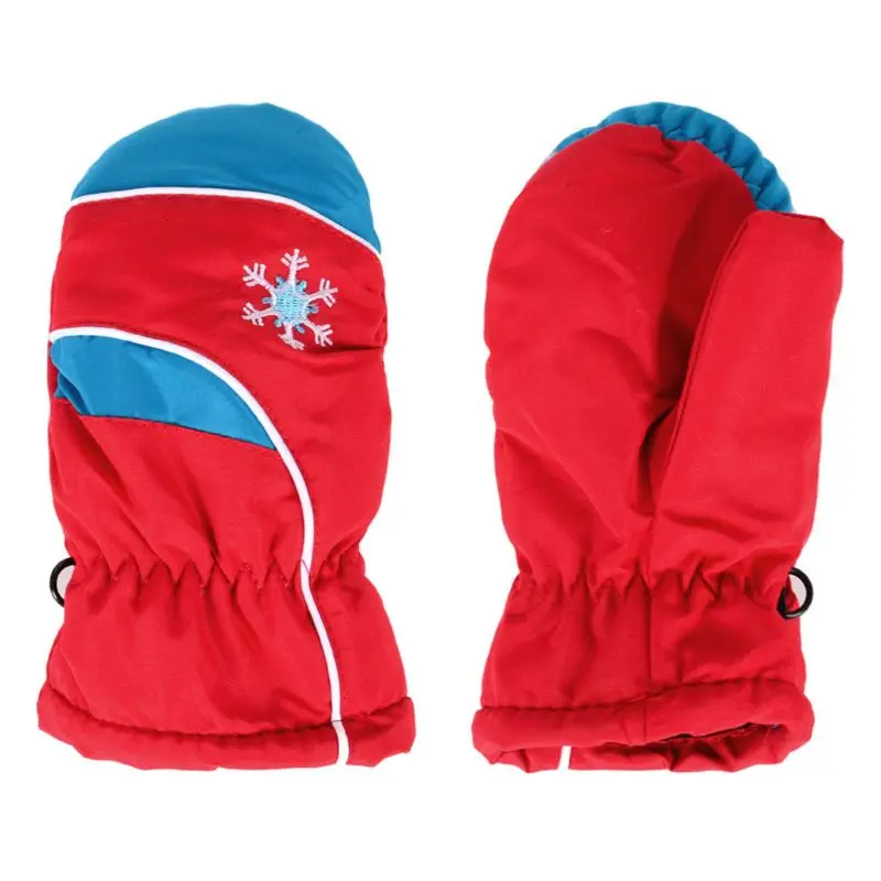 Детские Лыжные варежки водонепроницаемые и ветрозащитные зимние теплые уличные перчатки для детей от 3 до 7 лет - Цвет: Красный