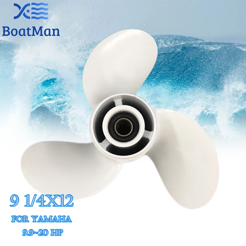 Boatman®Elica 9 1/4X12 Per Motore Fuoribordo Yamaha 9.9-20Hp Alluminio 8 Denti Scanalato 683-45941-00-El Parte Motore